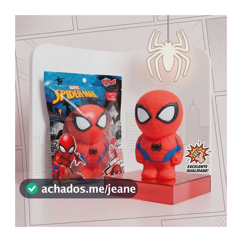 Boneco Elástico Homem-aranha Toyng Marvel Squishy Vermelho E Azul
