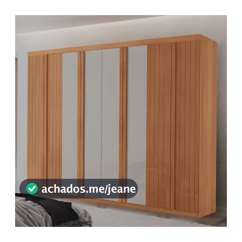 Guarda Roupa Casal Toquio Mdf Com 8 Portas 4 Gavetas Moderna Naturalle/off White
