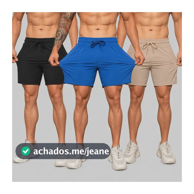 Kit 3 Shorts Bermuda Masculina Tactel Elastano Academia