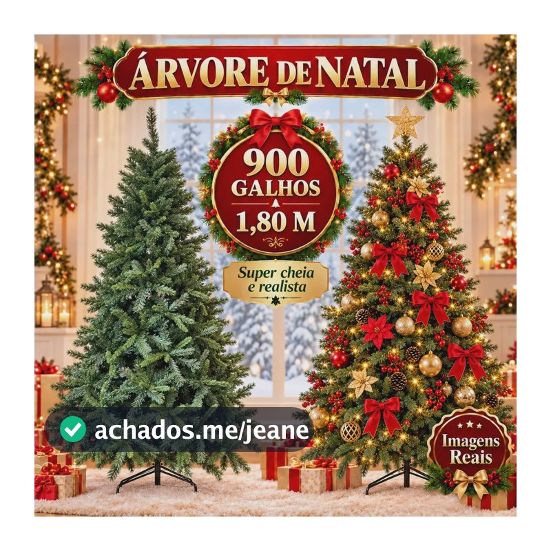 Árvore De Natal Tradicional Pinheiro Luxo 1.80m 900 Galhos Cheios Montagem Rápida Decorativa Natalina Luzes de Natal
