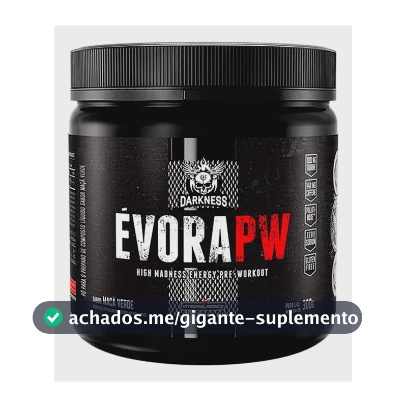Suplemento em pó Darkness Pré Treino Alanina Évora PW sabor Maçã verde x 300g