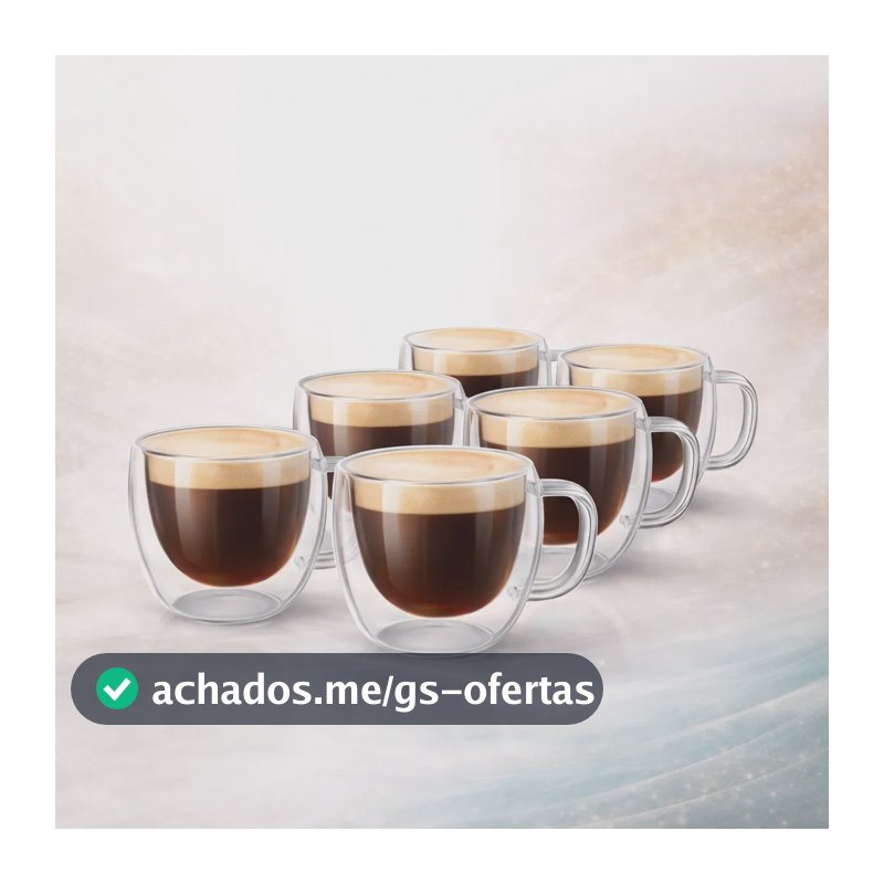 Kit 6 Xícaras Vidro Duplo Térmico Café 80ml Premium Luxo Transparente