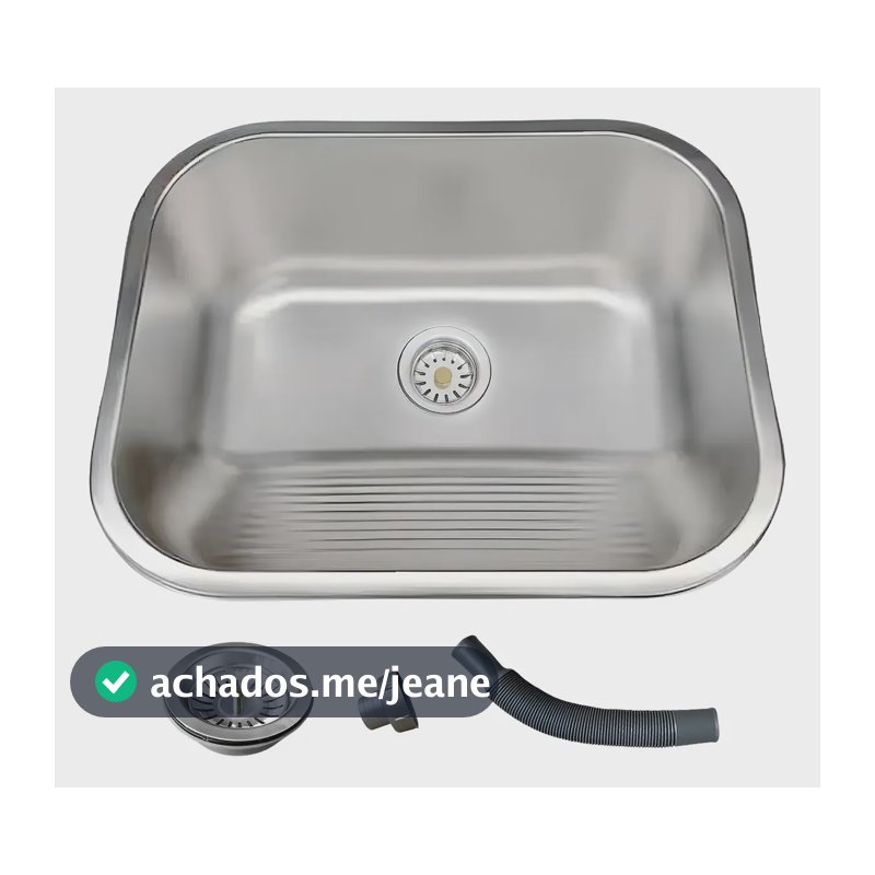 Tanque Inox Lavanderia 55x45 Com Válvula Aço Inox Brinovar Prateado