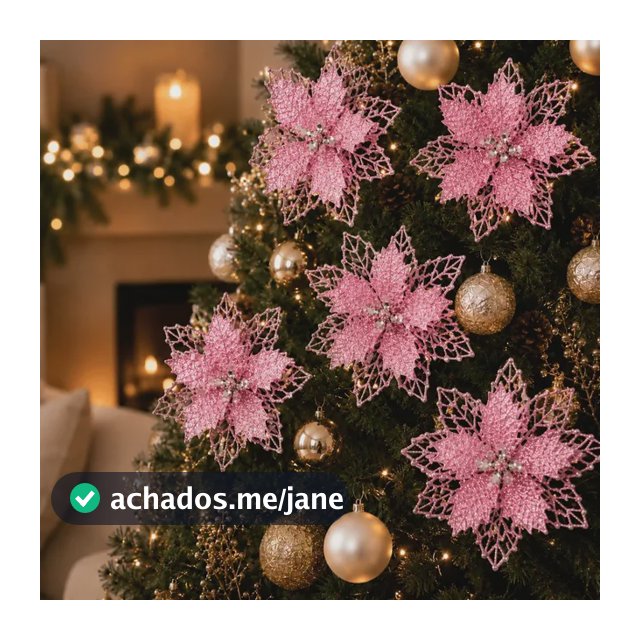 Kit 12 Flores Enfeite Natal P/ Árvore Decoração Artificial