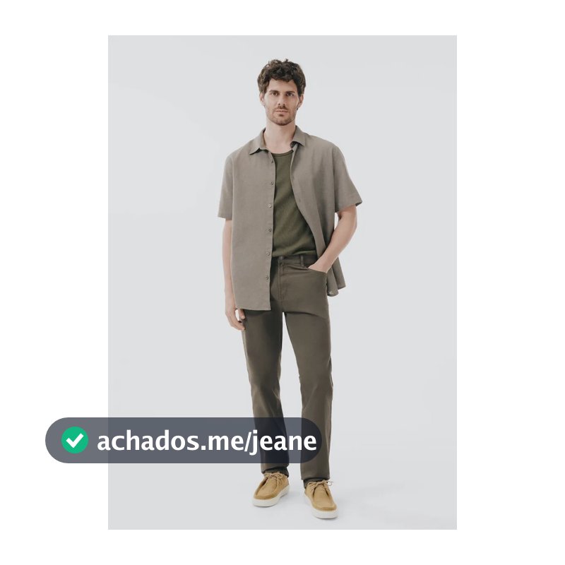 Calça Masculina Hering Slim Em Sarja Creme Lisa 42