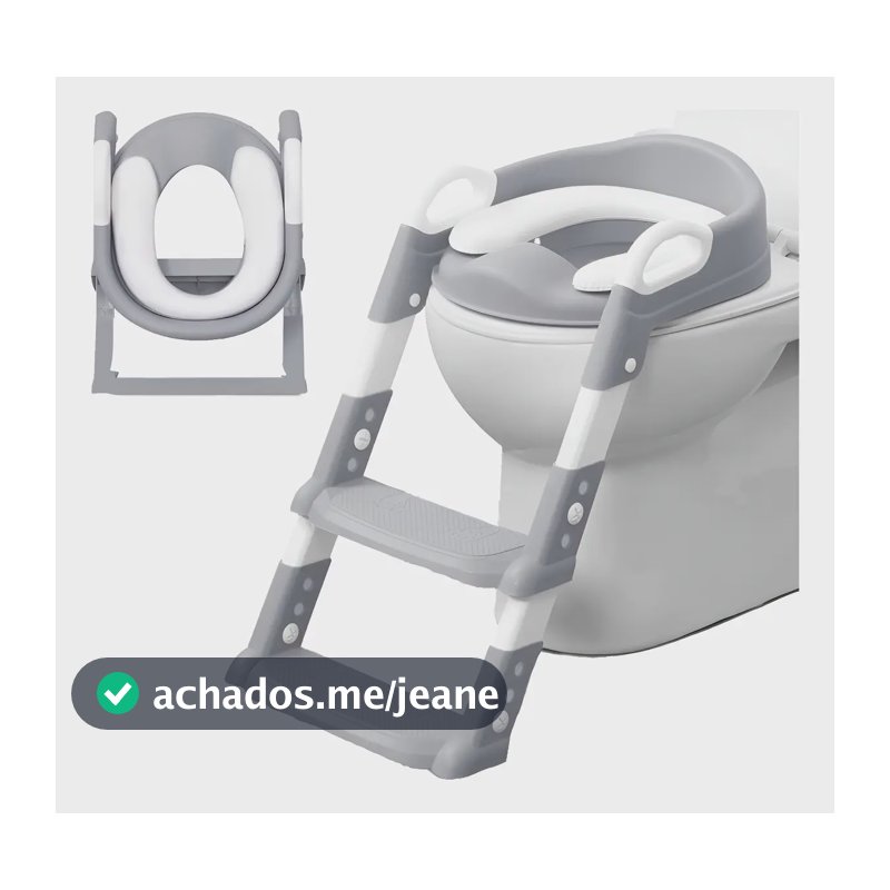 Assento Redutor Infantil Escada Para Vaso Sanitário Troninho Cor Cinza Lisa