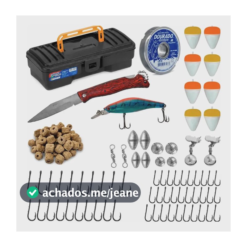 Kit Pesca Completo Anzol Marine Sports Rio Mar Isca Linha 100m
