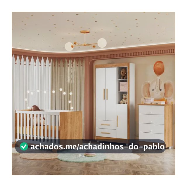 Quarto De Bebê Completo 100% Mdf Com Cômoda Berço E Wt Branco/amadeirado