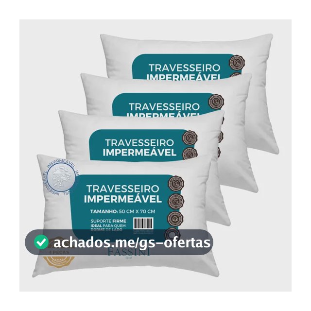 4 Travesseiros Antialérgico Impermeável 50x70 Super Macio Branco