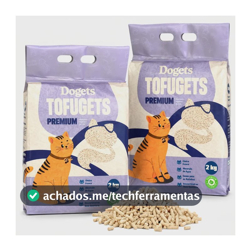 Kit 2 Areia Gato Areia Biodegradavel Granulado de Tofu Vegetal Premium Areia Gatos Higiênica Sanitária Anti Odor Patinhas Limpas Dogets Tofugets