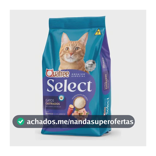 Ração Quatree Select Gatos Castrados Frango E Arroz - 10,1kg