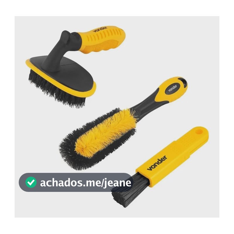 Kit 3 Escovas Vonder Limpeza Rodas Pneus Detalhes Carro Moto