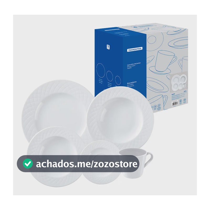 Aparelho de Jantar Ingrid em Porcelana 20 Peças Cor Branco Tramontina