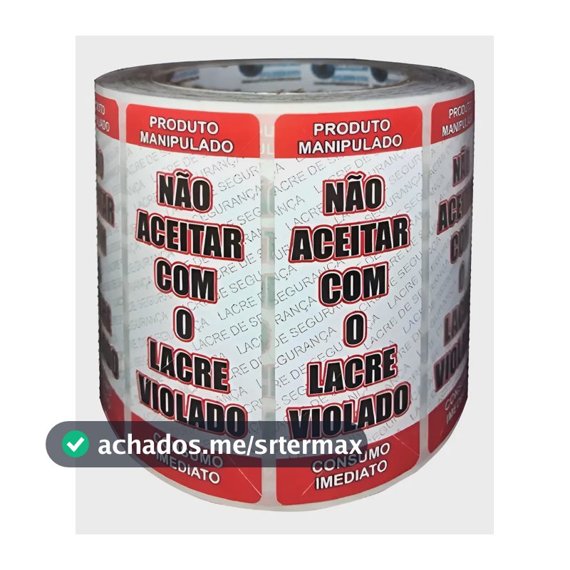 Etiqueta Lacre Segurança P/ Delivery Alimentos 1000 Unidades Vermelho/preto