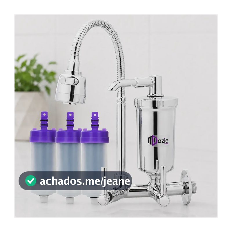 Torneira Dazie Metais Com Filtro Cozinha Para Parede Flexível Móvel Em Abs Filtro Carbon Block Purificador De Agua Com Refil Instalado 2 Modos de Jatos Bica Chuveirinho Registro 1/4 Volta Gourmet Luxo