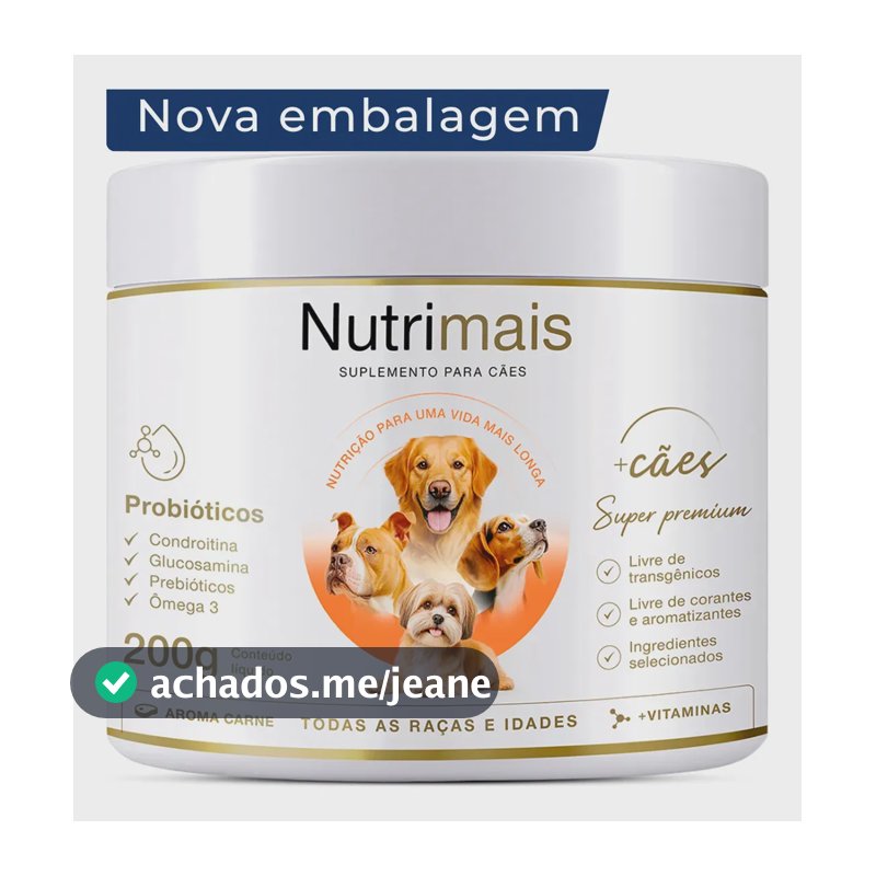 Suplemento Cães Pele Sensível Queda de Pelos Pele e Derme Nutrimais Probióticos 200g