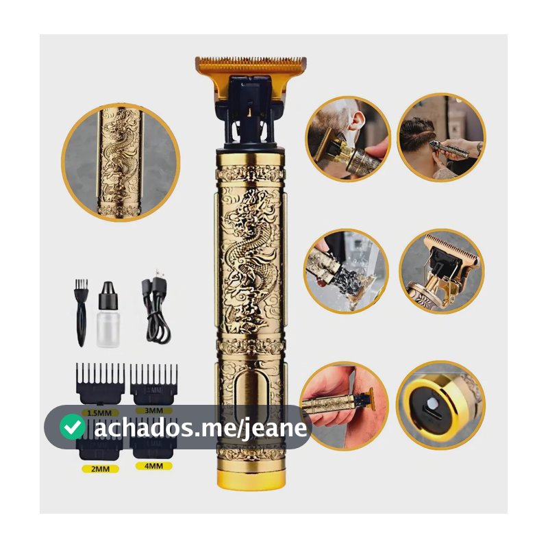 Máquina Cortar Cabelo Profissional Bivolt Sem Fio Aço Inox Coba Recarregável