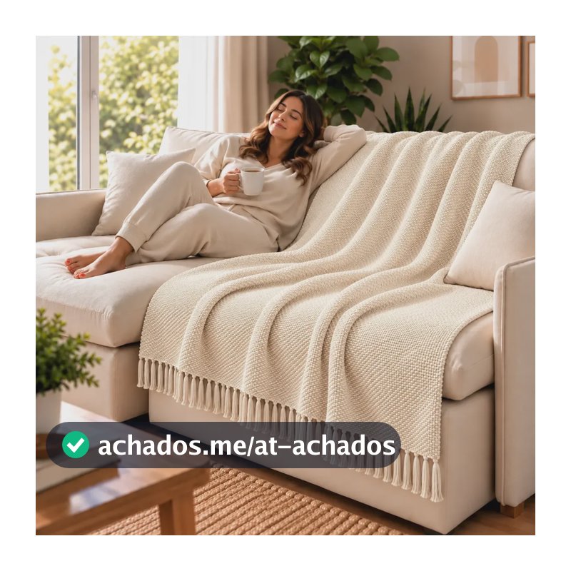 Manta De Sofá Grande 120x210 Protetora Tipo Capa Decorativa  Cru Liso