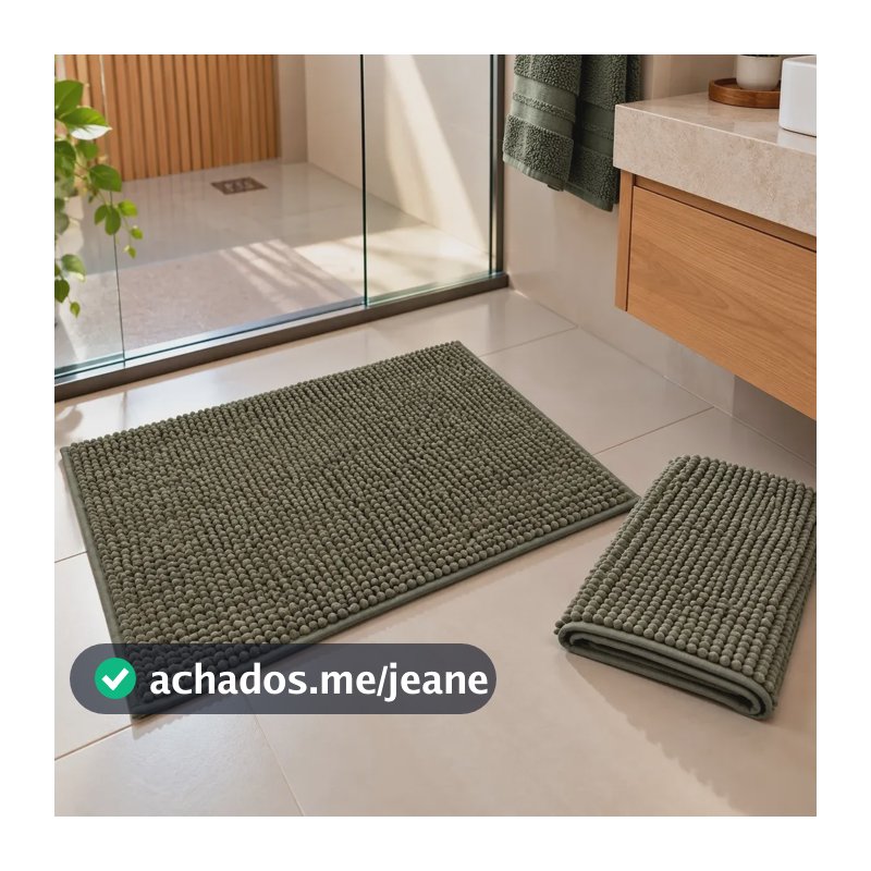 Kit 2 Tapetes Banheiro Bolinha Antiderrapante Seca Pés Box Kit 2 Verde Musgo