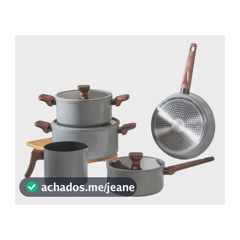Jogo De Panelas C/ Indução Ceramic Life Nox 5 Pcs Cinza