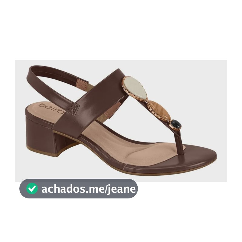 Sandália Salto Feminina Beira Rio Pedraria Elegante Casual Marrom 35
