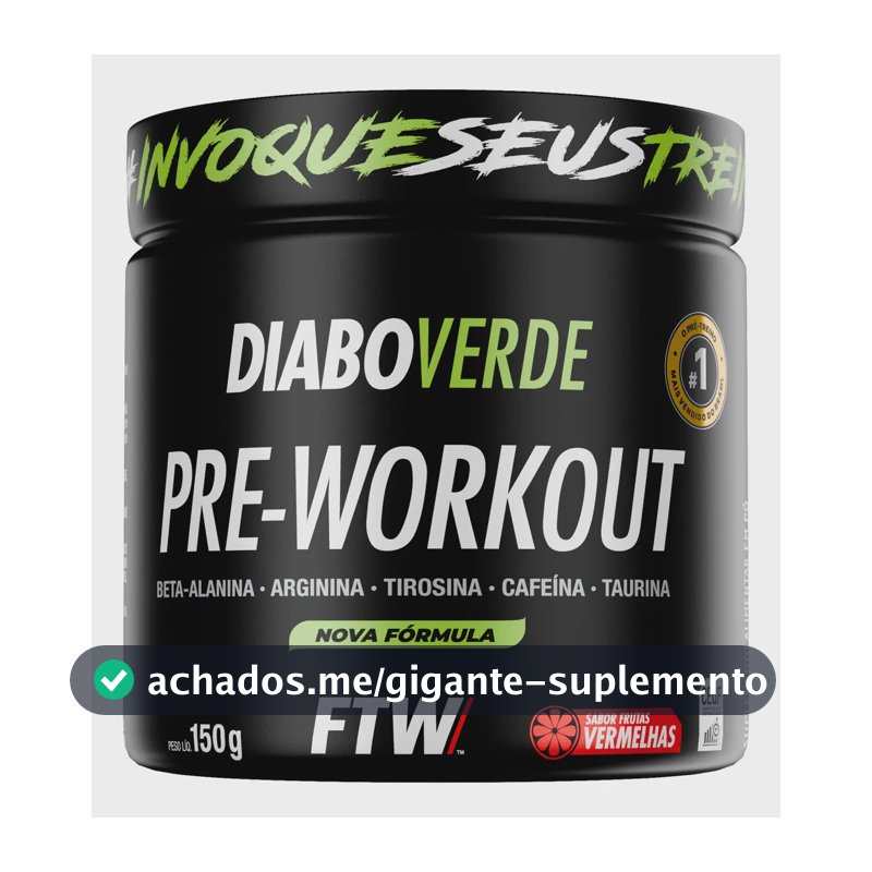 Suplemento FTW Diabo Verde Pre-Workout en pó sabor frutas vermelhas x 150g