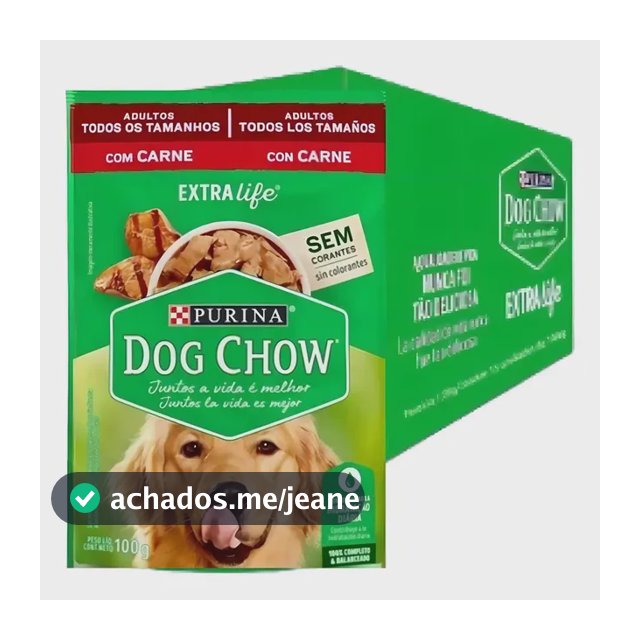 Caixa Fechada 15 Sachês 100g Ração Úmida Pet Dog Chow Carne