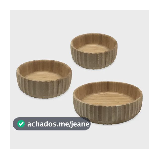 Kit 3 Bowls Canelados De Bambu - Oikos Marrom-claro