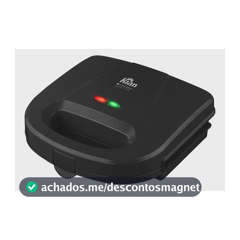 Sanduicheira Grill 2 Em 1 Kian Preta Elétrica 750w Cor Preto,Seu Mixto Quente Ultra Rápido, e Outros Petiscos