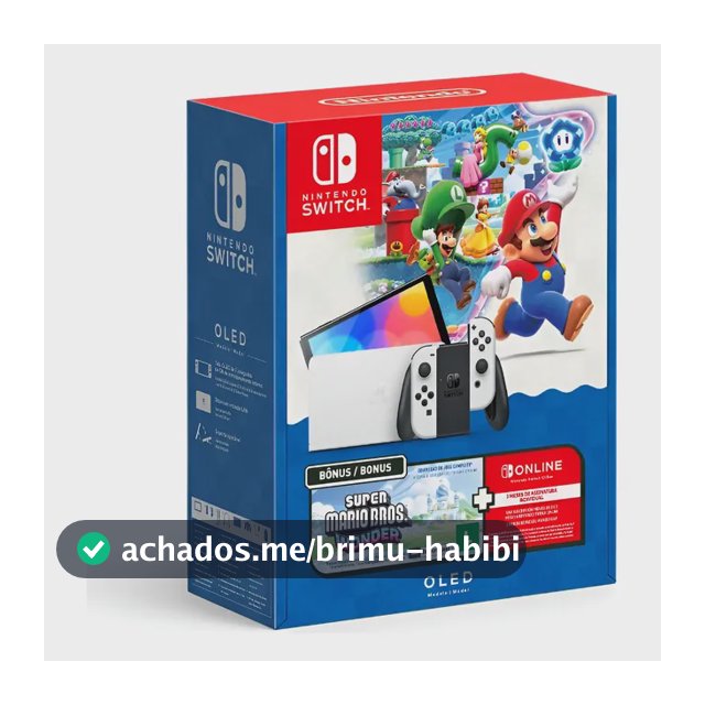 Bundle Nintendo Switch Oled + Super Mario Bros. Wonder + 3mo Nos Branco