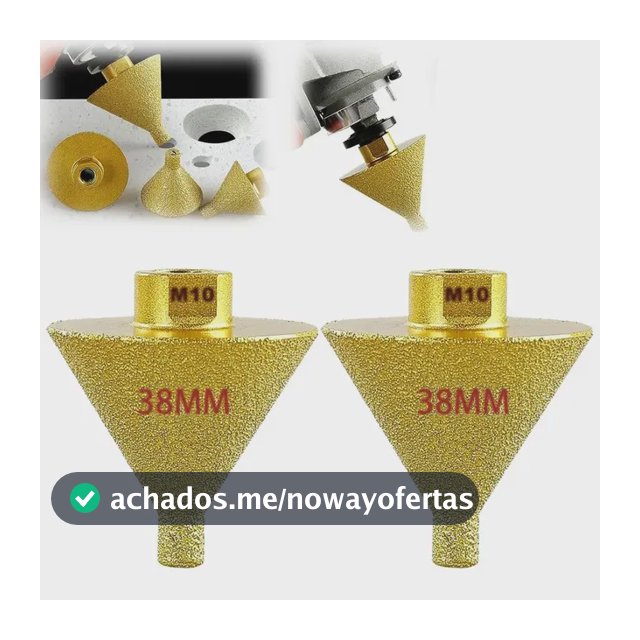Democnest Kit 2 Broca Cônica Diamantada M10 38mm Para Porcelanato Rebolo Mármore Quart