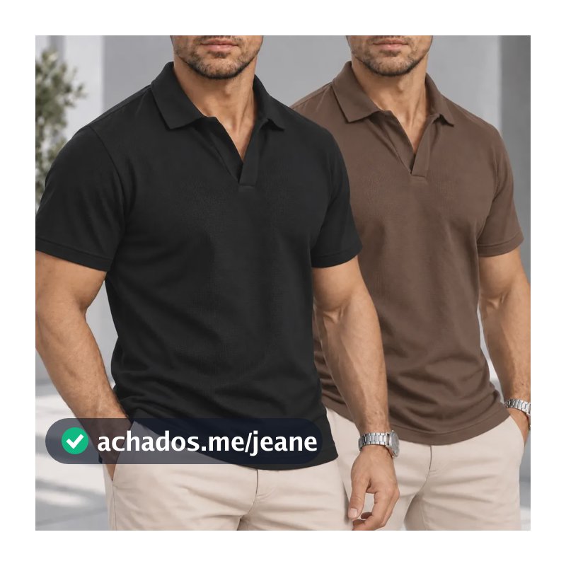 Kit 2 Camisa Polo Masculina Elegante Clássica Old Money Preto E Marrom Gg