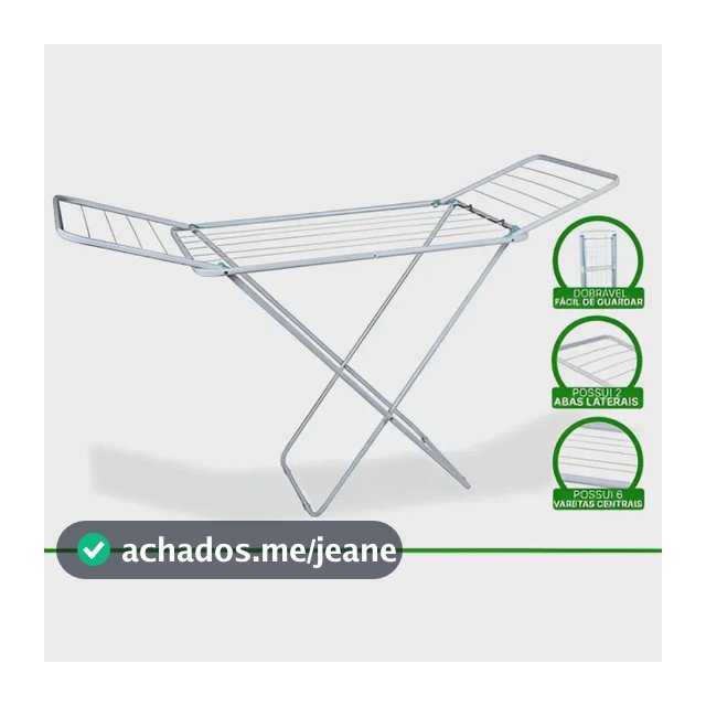 Varal de chão reforçado com abas dobrável retrátil slim Mor branco