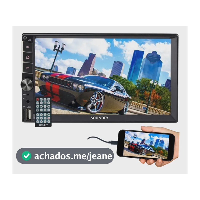 Central Multimídia Universal Mp5 2 Din 7 C/ Espelhamento Via Cabo Mp5 Soundfy Tela Capacitiva