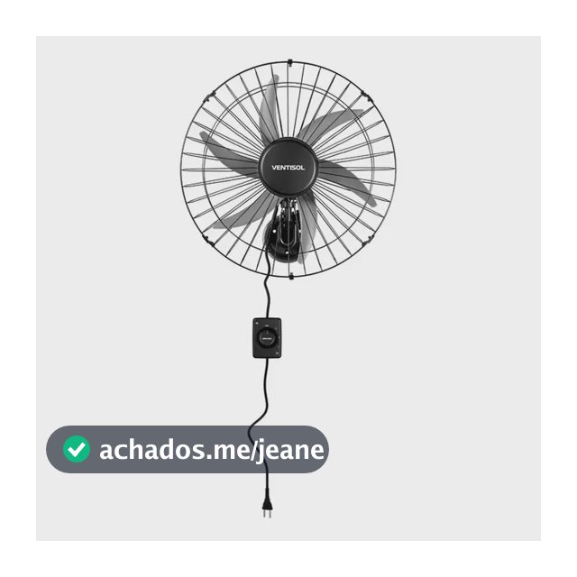 Ventilador oscilante de parede ventisol Steel 6 pás 50cm preto