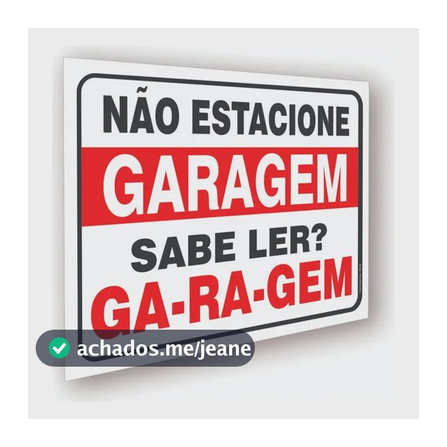 Placa Proibido Estacionar Divertida - Sabe Ler - Garagem  Preto E Vermelho
