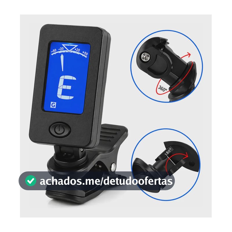 Afinador Digital Cromático Bertô Pinça Clip Giratório 360 Display LCD Para Violão Guitarra Ukulele Violino Cavaco Viola Caipira