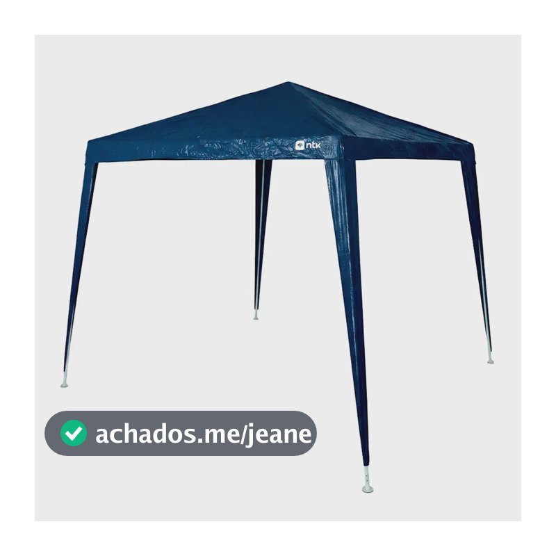 Tenda Gazebo Camp 3x3 Dobrável Estrutura Em Aço Azul - Ntk