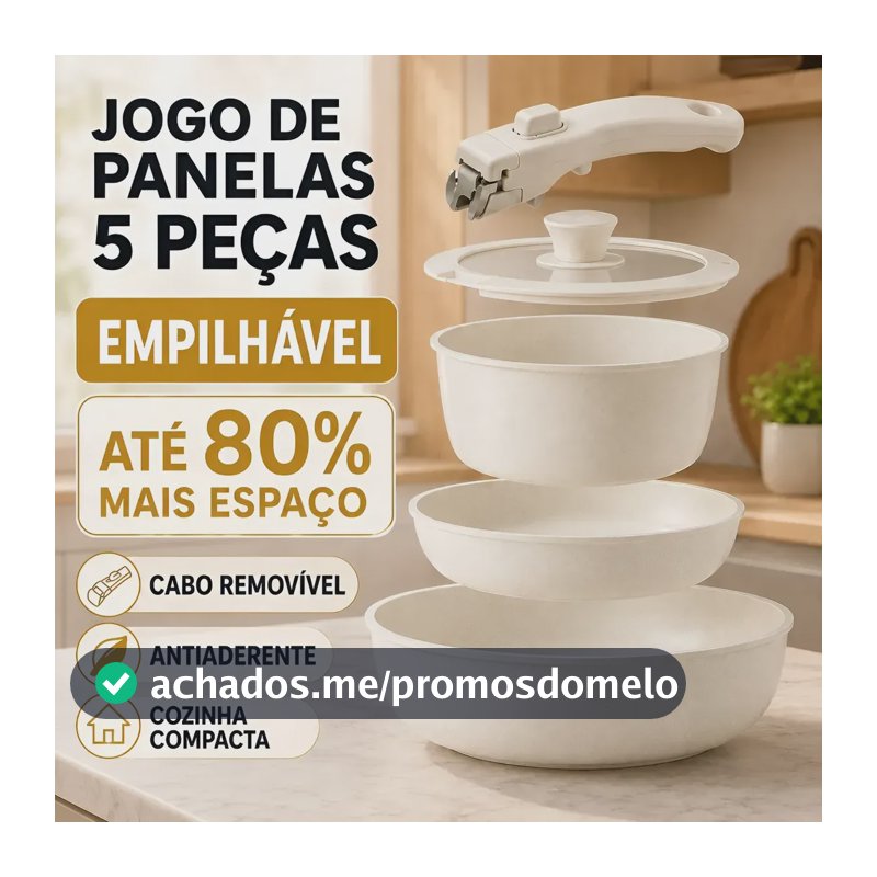 Conjunto De Panelas 5 Peças Antiaderentes Para Cozinha Bege