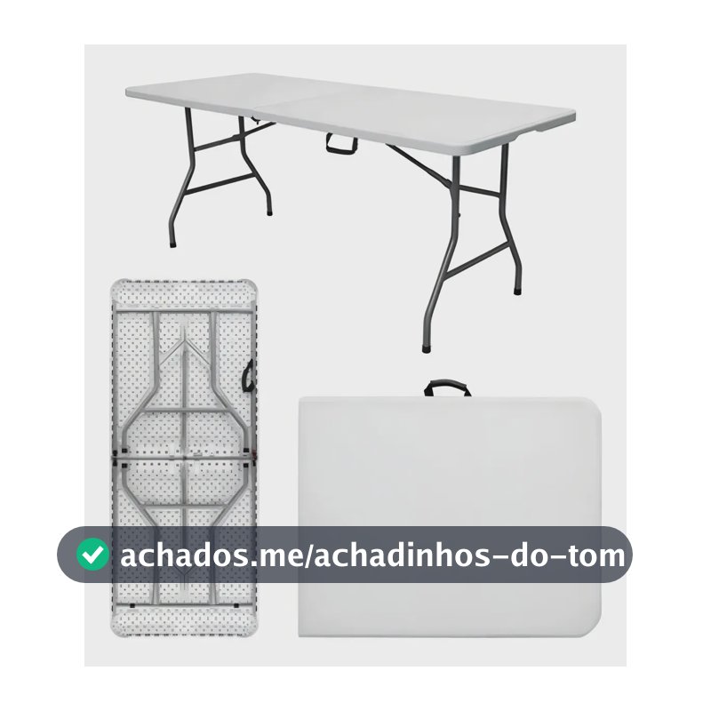 Mesa Dobrável Vira Maleta Com Alça Portátil 1.80m Para Camping Pesca Jardim Área Externa Ou Interna Salão De Festas Gourmet Cor BrancoLuvinco