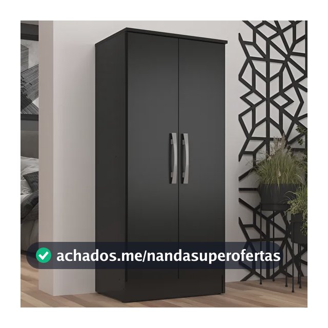 Armário Multiuso 2 Portas Preto Regente