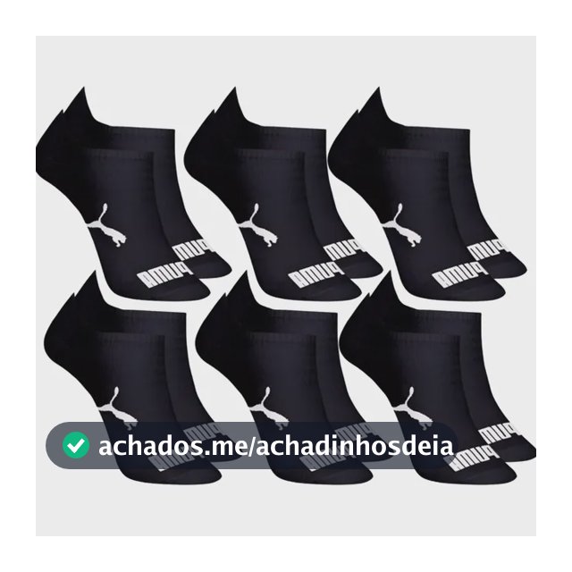 Kit 6 Pares Meias Invisível Puma Sapatilha Adulto Original