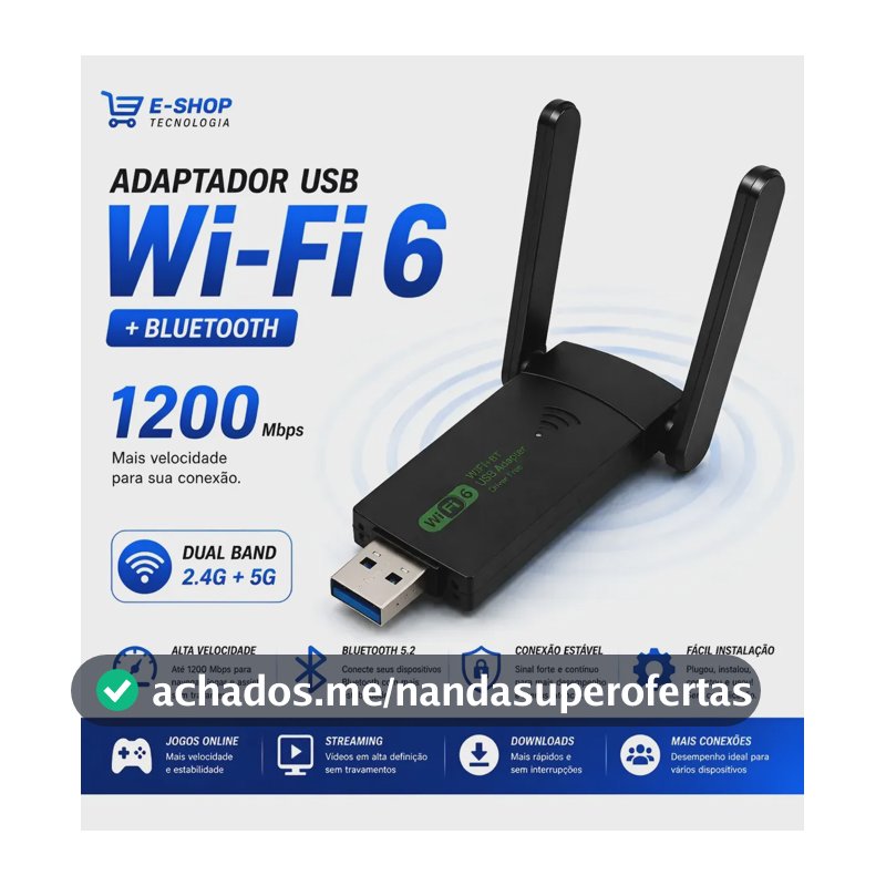 Adaptador Wifi Usb Computador 3.0 Gigabit Dual Band 1200mbps