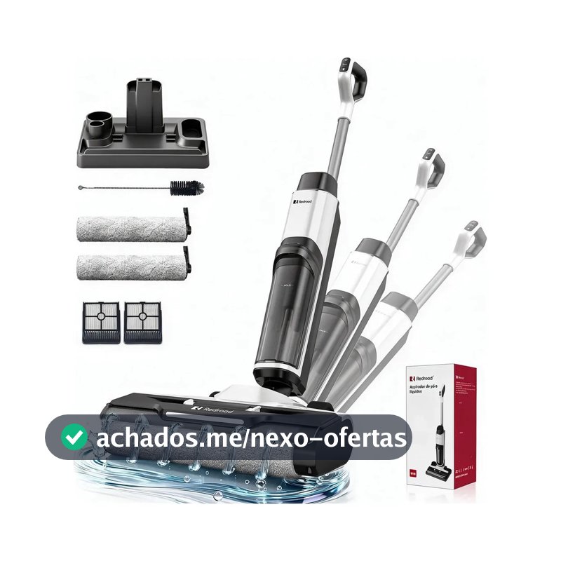 Aspirador De Pó Vertical e Sem Fio Redroad W15 Seco Úmido Aspirador Vertical Passapano 200W 910ml Branco