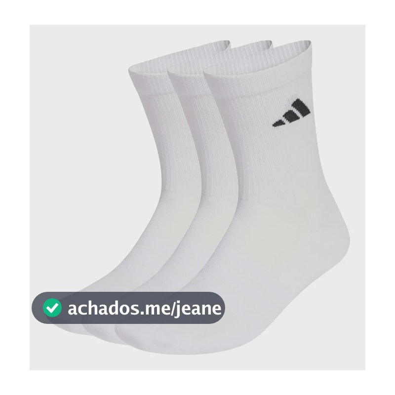 Kit 3 Pares De Meia Esportivas adidas Branco Lisa M