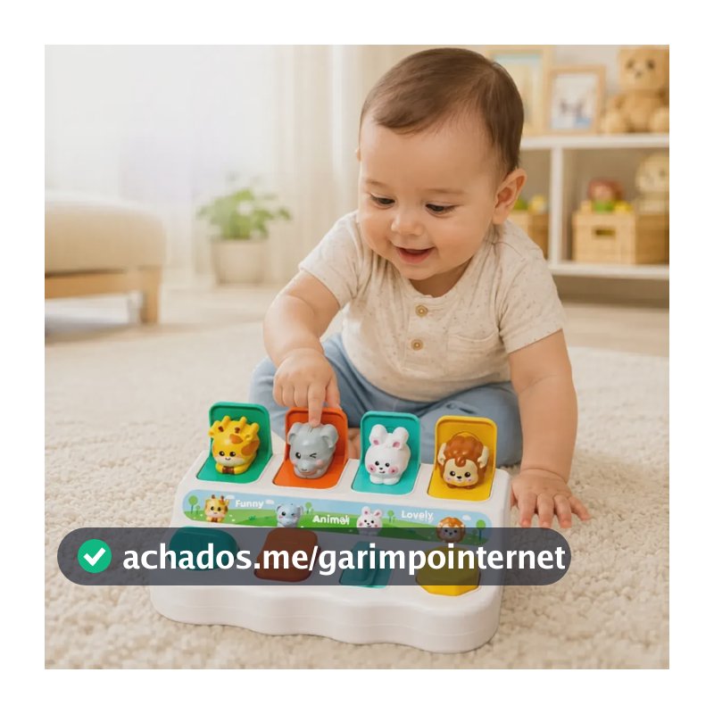Brinquedo Educativo Bebê Esconde E Procura Animais Didático Colorido