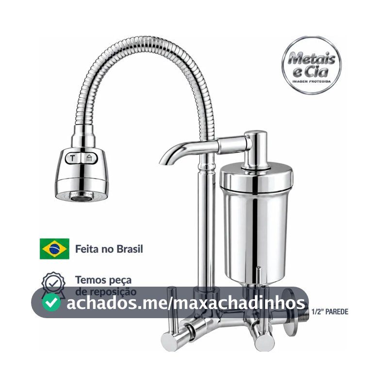 Torneira Com Filtro Com Purificador Agua Bica Flexível Gourmet para Cozinha Parede Bica com Filtro Chuveirinho 2 Modos de Jatos A Mais Vendida