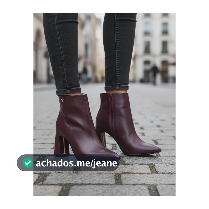 Bota Via Marte Social Bico Fico Detalhe Dourado Salto Bloco Hibisco 38 Br