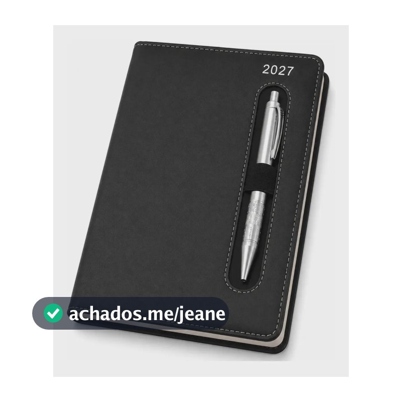 Agenda Executiva 2027  Planner Diário Anual Capa Dura Couro Preto Liso 2027
