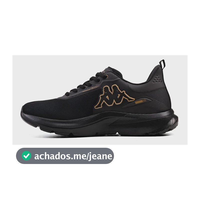 Tênis Kappa Park 2.0 Caminhada Conforto Academia  Unissex Preto-dourado 44 Br